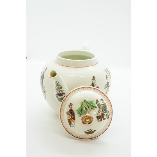 859 - A WORCESTER TEAPOTCIRCA 1770Decorated with a Chinese family, together with a small Wheldon type teap... 