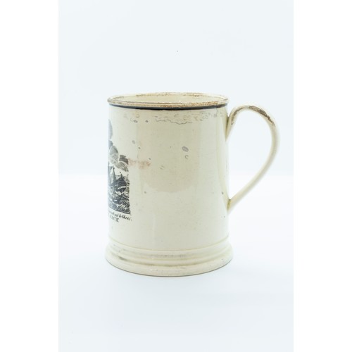 875 - A CREAMWARE FROG MUGCIRCA 1820Printed two figures on a pier and a stormy sea; 'This boat my sweet gi... 