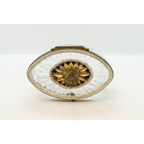 1213 - A LATE 18TH CENTURY GLASS TEA CADDYCIRCA 1790Of navette form, the cut glass body with gilt metal and... 