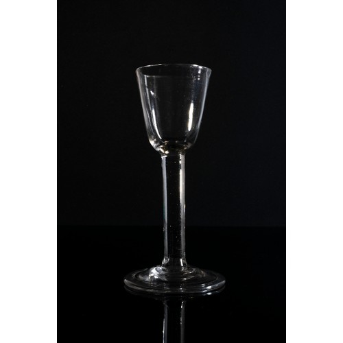 1222 - THREE GLASSESMID 18TH CENTURY Comprising two wine glasses with folded feet and a beer glass with hop... 