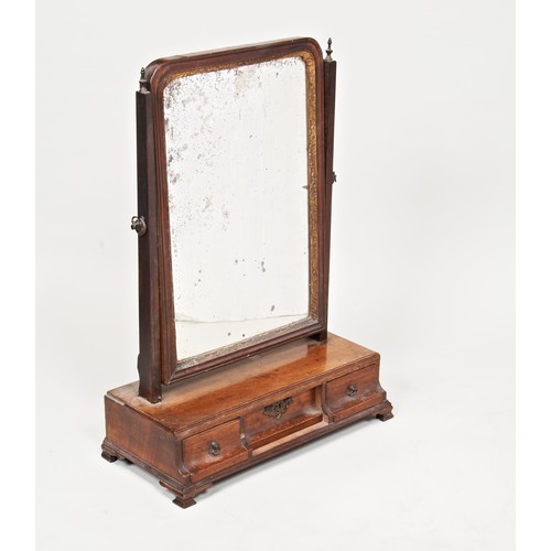 1555 - TWO GEORGE I WALNUT TOILET MIRRORS EARLY 18TH CENTURY 46cm x 45cm wide x 66.5cm height approx; toget... 