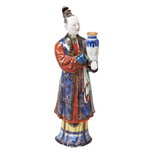 1996 - A CHINESE NODDING-HEAD FIGURE OF A COURT LADY CANDLE HOLDERQIANLONG PERIOD (1736-1795)the standing f... 