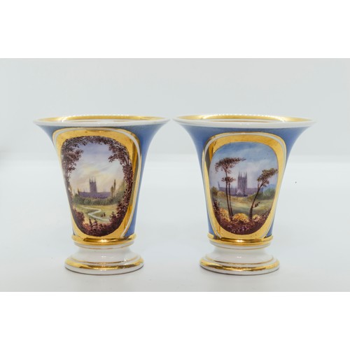 948 - A PAIR OF LAVENDER GROUND VASES early 19th century, probably Chamberlain Worcester, each depicting W... 