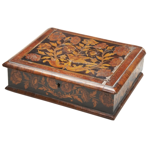 1852 - A WILLIAM AND MARY WALNUT AND MARQUETRY BOXCIRCA 1700the hinged lid opening to reveal a void interio... 