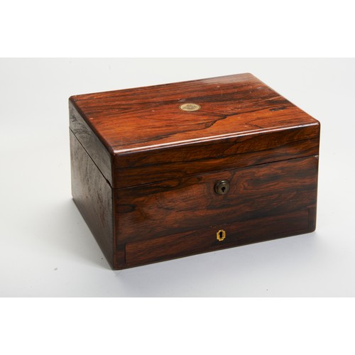 1874 - A VICTORIAN ROSEWOOD AND SILVER DRESSING CASEJOHN HOWES, LONDON 1847with compartmented and fitted in... 