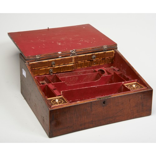 1876 - A GEORGE III MAHOGANY AND INLAID DESKTOP WRITING BOXCIRCA 1800with a lined and compartmented fitted ... 