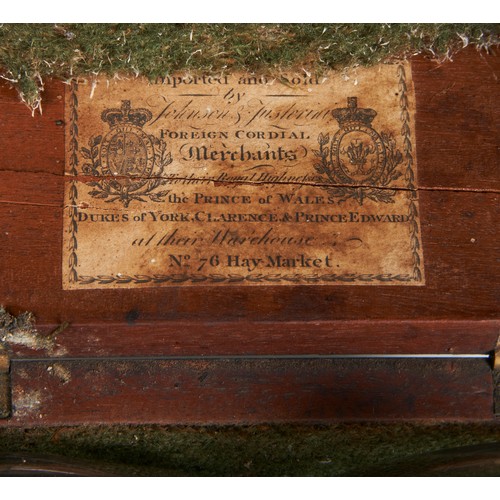 1884 - A GEORGE IV MAHOGANY DECANTER BOXCIRCA 1825bear paper label of Johnson & Justerini, Foreign Cord... 