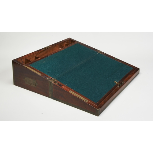 1897 - A GEORGE IV MAHOGANY AND BRASS BOUND WRITING SLOPECIRCA 1825the hinged lid inscribed 'Rev, John Hosk... 