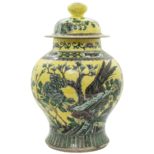 2010 - A CHINESE FAMILLE JUANE COVERED JAR LATE QING DYNASTY30cm high