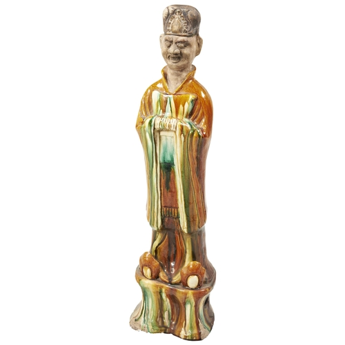 2022 - A LARGE SANCAI GLAZED FIGURE OF AN OFFICIALMING / QING DYNASTY77cm high