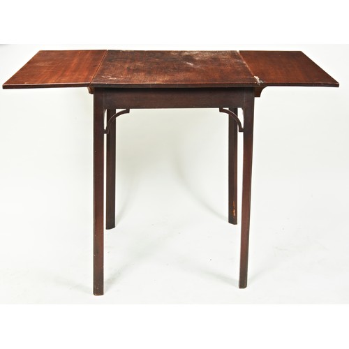 1657 - A GEORGE III MAHOGANY DROPLEAF SIDE TABLECIRCA 1760raised on square chamfered legs104cm wide, 70cm h... 