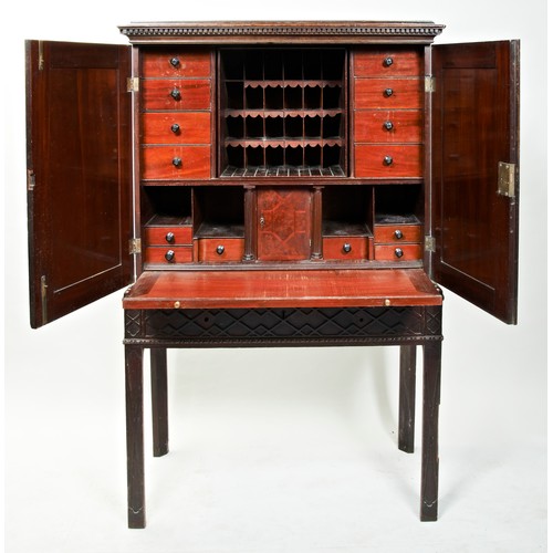 1663 - A FINE GEORGE III SECRETAIRE CABINET ON STANDCIRCA 1760in the manner of Thomas Chippendale, the two ... 