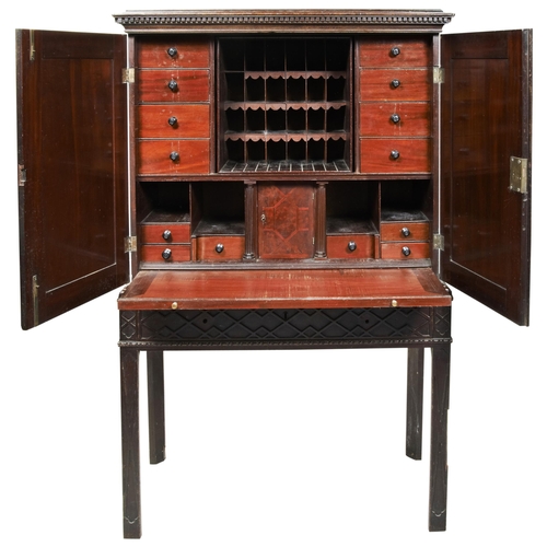 1663 - A FINE GEORGE III SECRETAIRE CABINET ON STANDCIRCA 1760in the manner of Thomas Chippendale, the two ... 