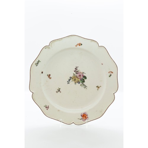 967 - A CHELSEA PLATECIRCA 1750sPainted floral sprays and a Ladybird, 17cms