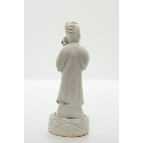 2039 - A CHINESE EGG & SPINACH GARLIC MOUTH VASEKANGXI PERIOD16.5cm high; together with A DEHAU FIGURE,... 