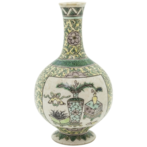 2041 - A SMALL CHINESE FAMILLE VERTE BISCUIT GLAZED VASEQING DYNASTY, 19TH CENTURY13.5cm high