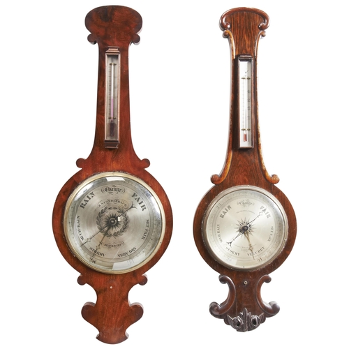 1441 - TWO LARGE VICTORIAN WHEEL BAROMETERS19TH CENTURYsigned, Negretti & Zambra, London, and E. S Comb... 