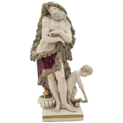 974 - A MEISSEN FIGURE EMBLEMATIC OF WINTER19th century, inscribed 697,  27cms high,