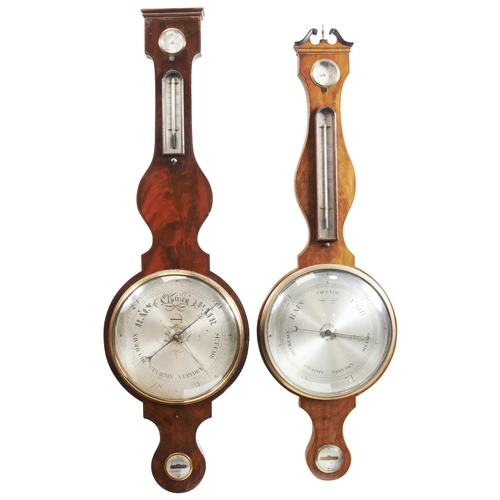 1446 - TWO VICTORIAN MAHOGANY WHEEL BAROMETERS19TH CENTURYby Somalvico, London & Tatorini, London112cm ... 