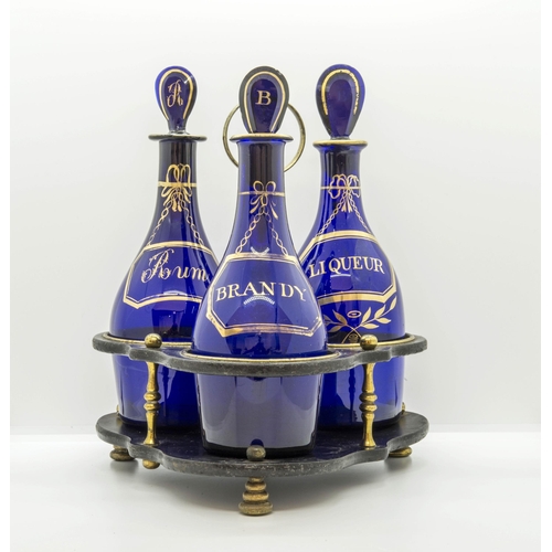 1232 - TWO BRISTOL BLUE DECANTER STANDS