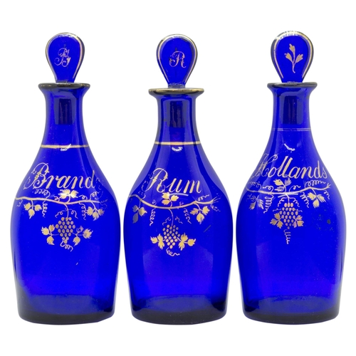 1232 - TWO BRISTOL BLUE DECANTER STANDS