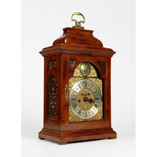 105 - A STRIKING BRACKET CLOCK. Signed on a boss in the arch Henry Fish, London, date aperture and mock pe... 