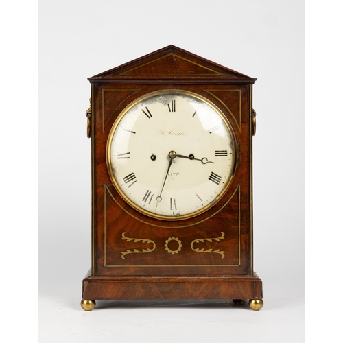 109 - A REGENCY MAHOGANY MANTEL CLOCK. 8