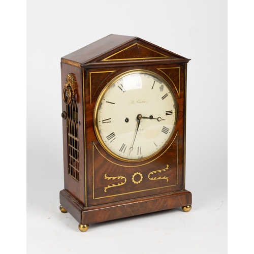 109 - A REGENCY MAHOGANY MANTEL CLOCK. 8