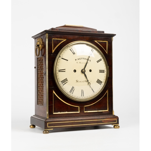 113 - A REGENCY ROSEWOOD STRIKING BRACKET CLOCK. 8