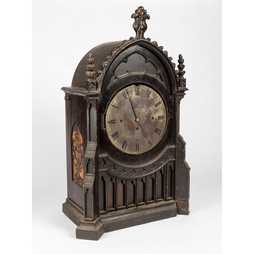 114 - AN EBONISED 1/4 STRIKING MANTLE CLOCK. 9