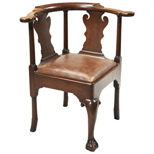 1686 - A GEORGE III MAHOGANY CORNER OR DESK CHAIRCIRCA 1760with a drop-in seat64cm wide, 81cm high... 