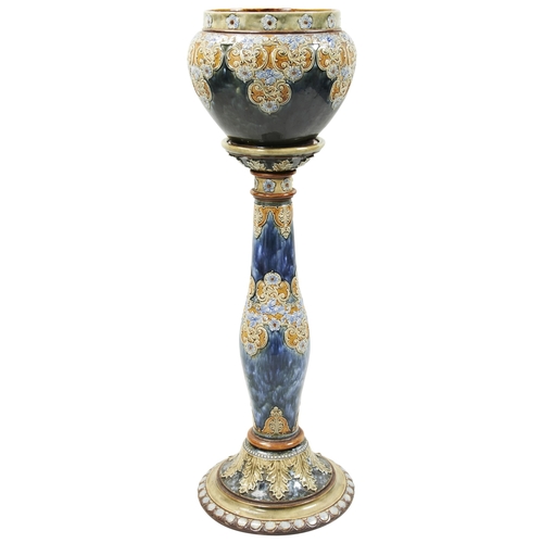 977 - A ROYAL DOULTON JARDINIERE AND STANDCIRCA 1905with impressed crown marks 104cm high... 