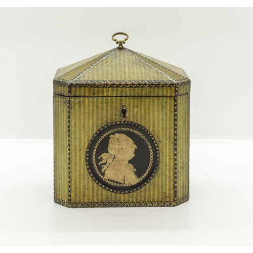 1906 - A GEORGE III PAPIER MACHE TEA CADDY BY HENRY CLAYCIRCA 1790bears impressed crowned Clay, London mark... 