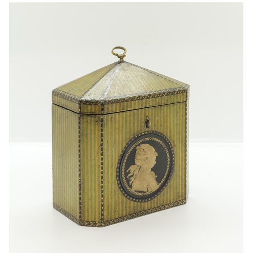 1906 - A GEORGE III PAPIER MACHE TEA CADDY BY HENRY CLAYCIRCA 1790bears impressed crowned Clay, London mark... 