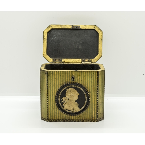 1906 - A GEORGE III PAPIER MACHE TEA CADDY BY HENRY CLAYCIRCA 1790bears impressed crowned Clay, London mark... 