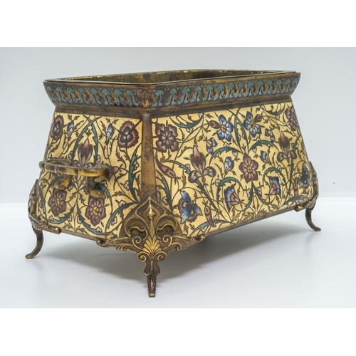 1733 - A FRENCH 'JAPONESQUE' CHAMPLEVE ENAMEL AND GILT-BRONZE JARDINIERE CIRCA 1880the base stamped BARBEDI... 