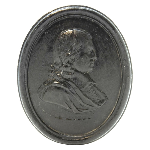 984 - A WEDGWOOD BASALT PORTRAIT MEDALLION6 cms high