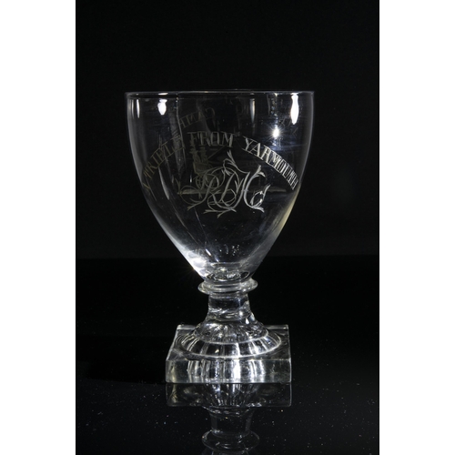 1233 - A COMMEMORATIVE RUMMERCirca 1810, engraved 'A TRIFLE FROM YARMOUTH' above a monogram and to verso 'A... 