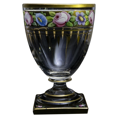 1234 - A FINELY ENAMMLED RUMMERCirca 1820 with gilded and floral band, 14.5cms high