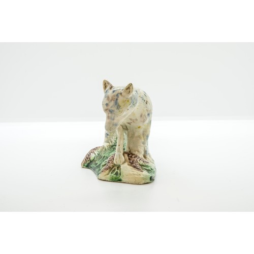 1014 - A WHEILDON TYPE STAFFORDSHIRE FIGURE OF A WOLF18th Century, 11cms