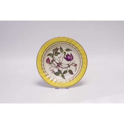 1015 - FIVE DERBY YELLOW GROUND BOTANICAL PLATESCirca 1800, each with named botanical specimens and blue ma... 