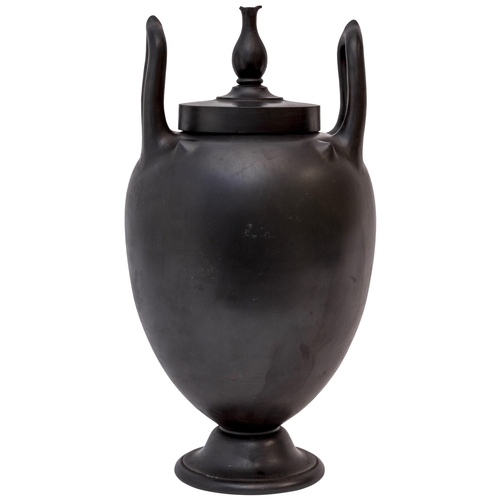 1019 - A BLACK BASALT VASE OF LEBES GAMIKOS FORMLate 18th, 38cms high