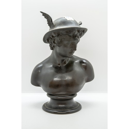 1021 - A WEDGWOOD BASALT LIBRARY BUST OF MERCURYDate code for 1870, 25cms high