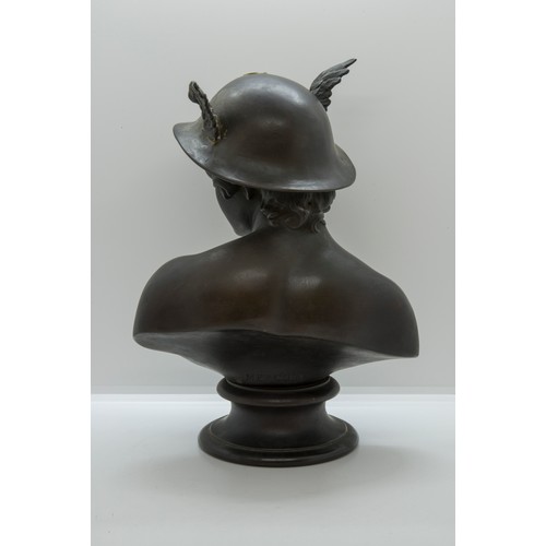 1021 - A WEDGWOOD BASALT LIBRARY BUST OF MERCURYDate code for 1870, 25cms high