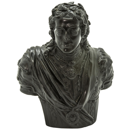 1028 - A WEDGWOOD BASALT BUST OG GEORGE IICirca 1775, plinth missing, 15cms