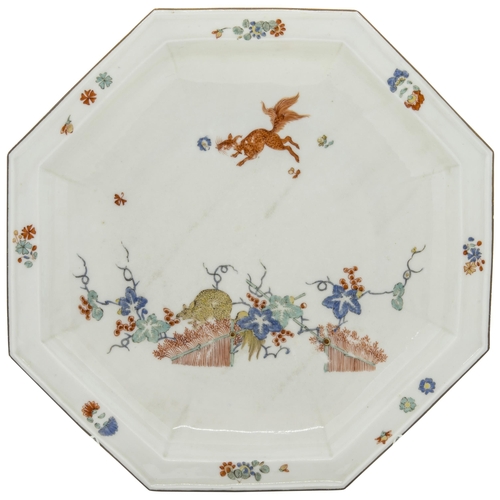 1036 - A MEISSEN KAKIEMON STYLE OCTAGONAL PLATECirca 1725, 28cms wide