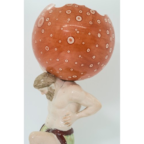 1038 - A PEARLWARE FIGURE OF ATLASCirca 1820, 28cms high