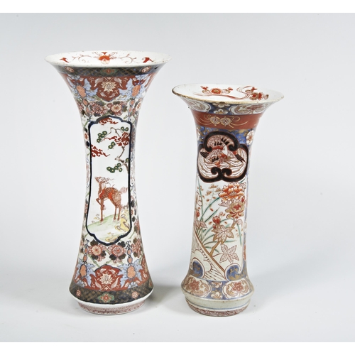 2196 - TWO JAPANESE IMARI TRUMPET VASESLATE EDO / MEIJI PERIOD38.5cm & 45cm high