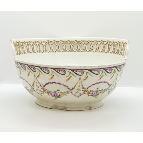 1051 - A EUROPEAN HALF GALLERIED PUNCH BOWL18th century, decorated in the French taste, 26th