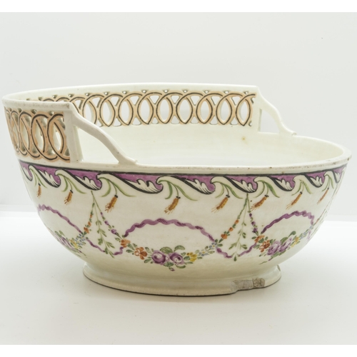 1051 - A EUROPEAN HALF GALLERIED PUNCH BOWL18th century, decorated in the French taste, 26th